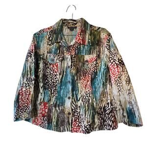 Candy Couture Multicolor Sequin Button Front Shirt Women Size 1X Cotton India